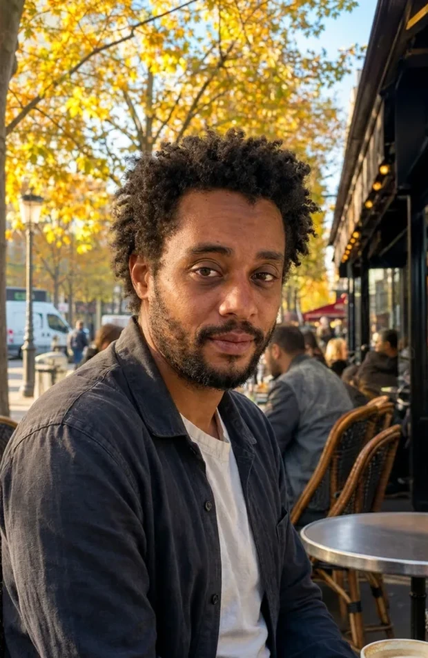 Casual selfie of a man at a café — how he looks today