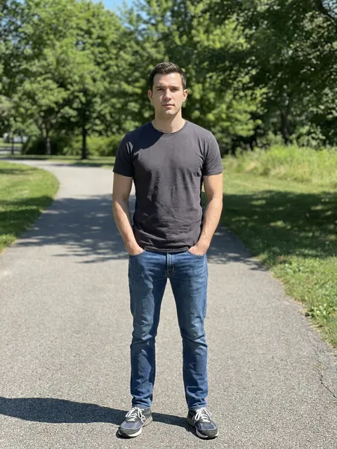 Full-body photo in a park